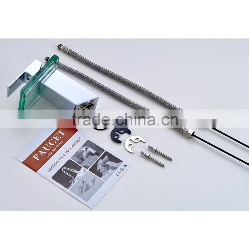 Hot Sell Chrome Plated LED Glass Wash Glass Waterfall Basin Tap