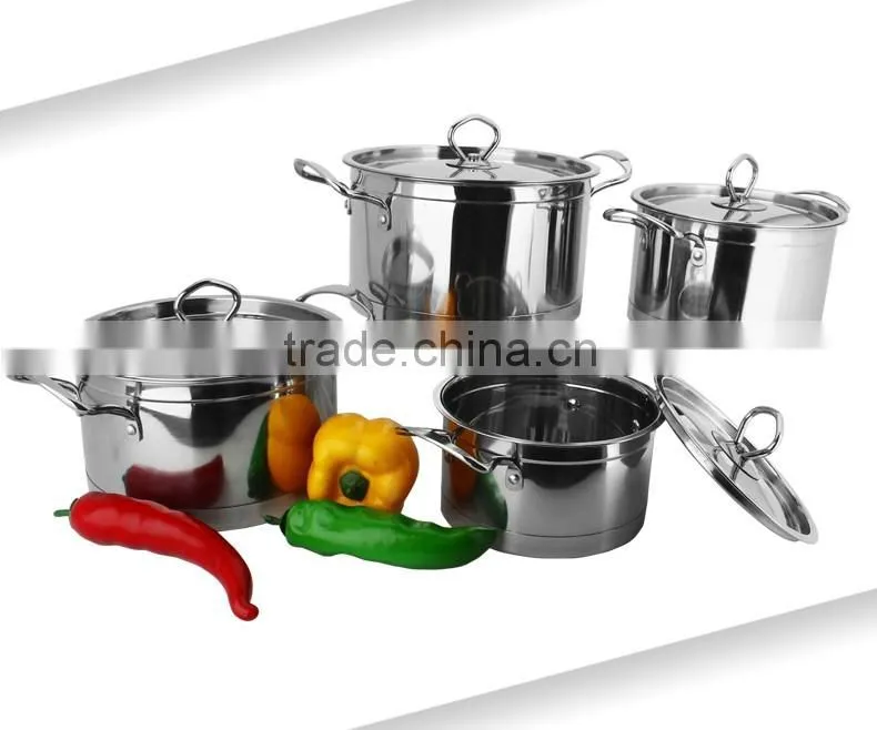 caitang stainless steel capsule bottom soup pot with glass lid/ kitchen cooking utensils sets