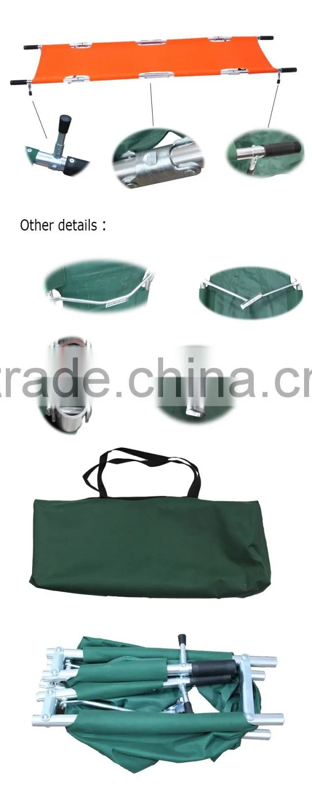 Emergency folding rescue ambulance stretcher with wheels