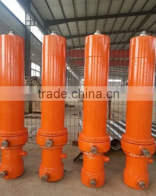 manufacturer Hyva type double acting telescopic hydraulic cylinder trailer hoist