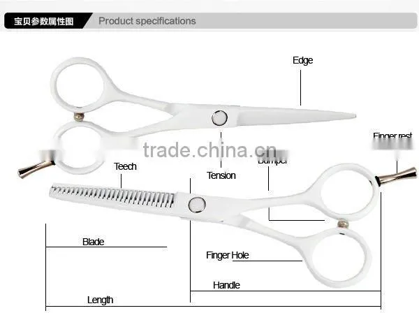 R8 WHITE/ Teflon coating/ Stainless steel/ Beauty supply/ Hairdressing scissor