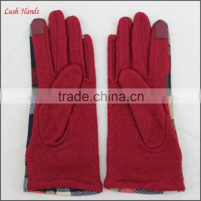 ladies cheap genuine woolen top leather belt gloves