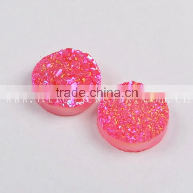 Wholesale round natural pink druzy cabochon beads druzy stone