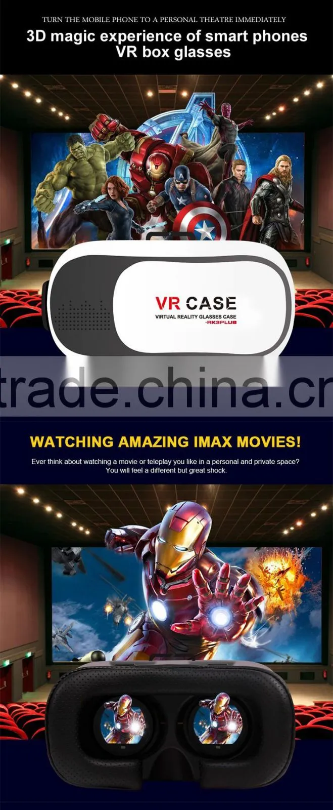 3d sublimation case for android phones, gaoxin private mould design vr box 2, hote selling low cost 3d vr