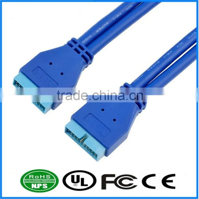 USB3.0 Cable M-M 20PIN Cable Superspeed Extension Cord Chassis Front Panel Copper Core Cable