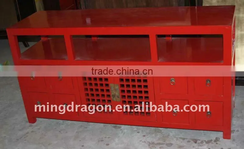 White chinese reproduct two door four darwer TV cabinet