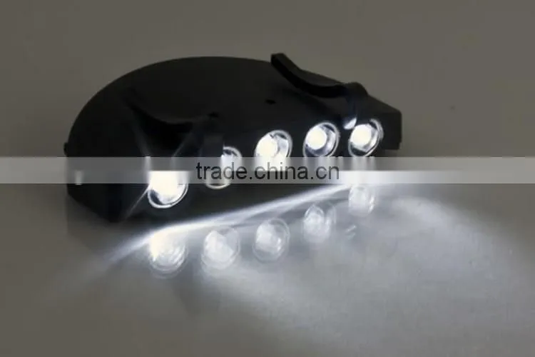 5LEDs Plastic Cap Hat Light 2*CR2032 Battery Powered LED Fishing Light LED Hat Light Sale Black LED Portable Headlamp