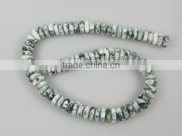 centre drill rondelles WHITE TURQUOISE gemstone