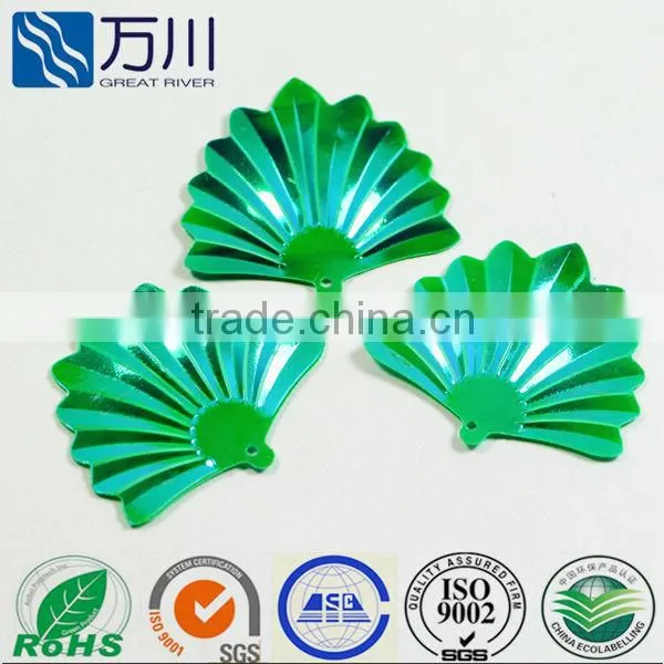 Hot sale popular green color fan-shaped sequin for table cloth weddings