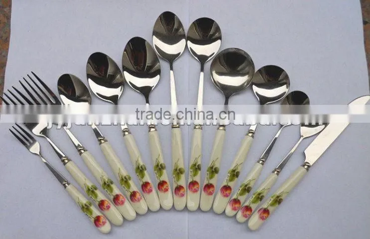 stainless cutlery with ceramic handle made by Junzhan Factory and sell directly