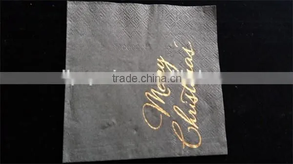 100% virgin wood pulp Dyeing paper napkins printed gold foil logo