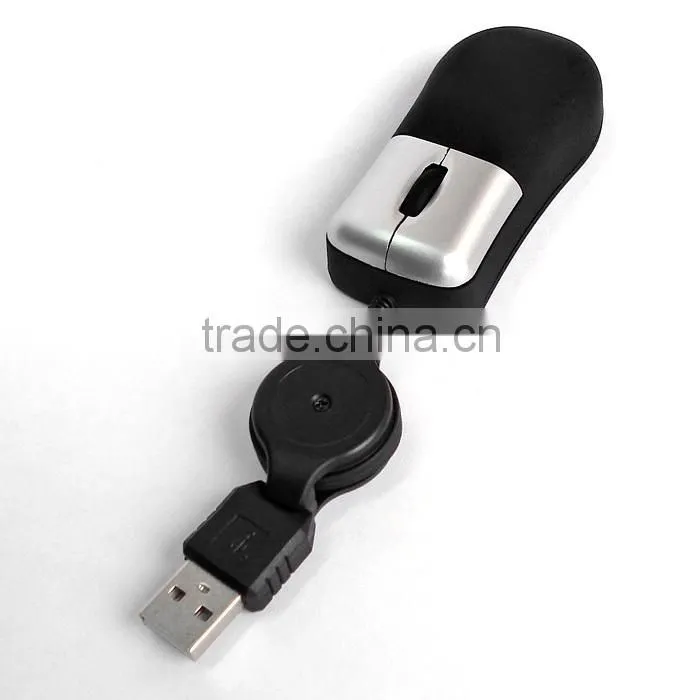 2015 Retractable mini wired mouse as promotional gift with cheap DHL service