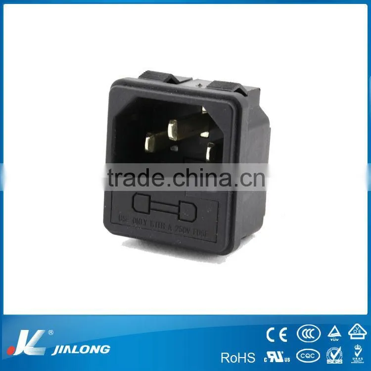 IEC C14 AC Power Snap-in Inlet With Fuse