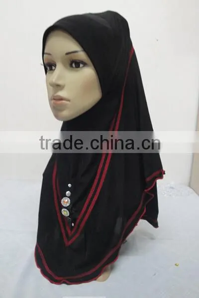 H266 new style one piece hijab with crystals