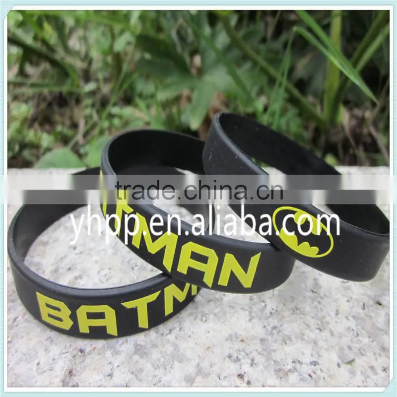 Custom Batman silicone rubber printed colour custom wristband bracelet band