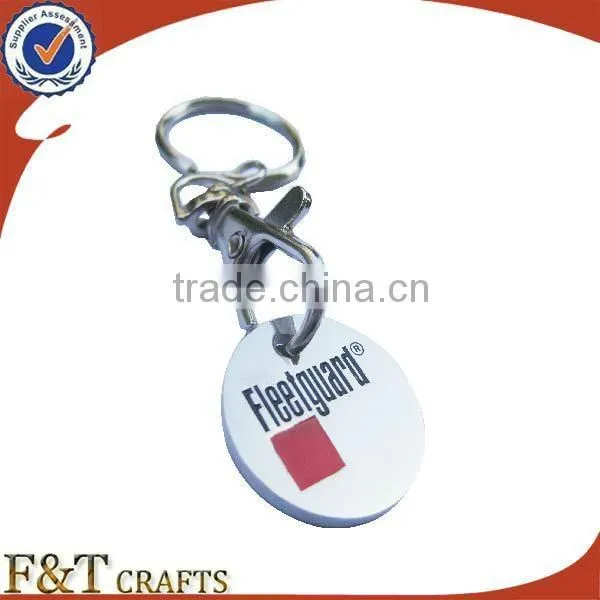 2015 Personalized Cheap Metal Trolley Coin Keyrings with Logo shopping cart