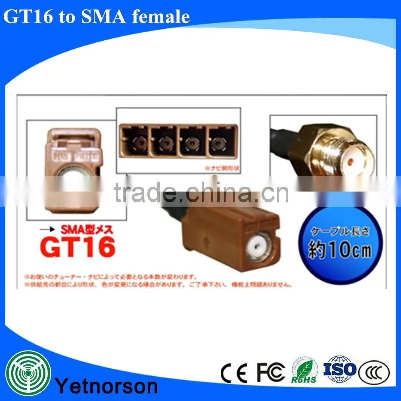 TV film antenna cable with GT16 to SMA female 10cm RG174 cable