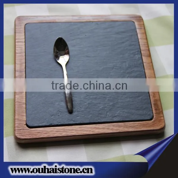 America acacia wood serving tray slate plate