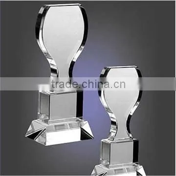 Crystal cup awards trophies hand holder crystal trophies with black base