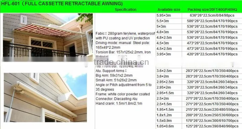 Patio retractable remote control awning