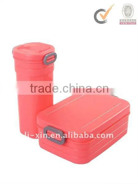 plastic lunch box with water bottle/ new item