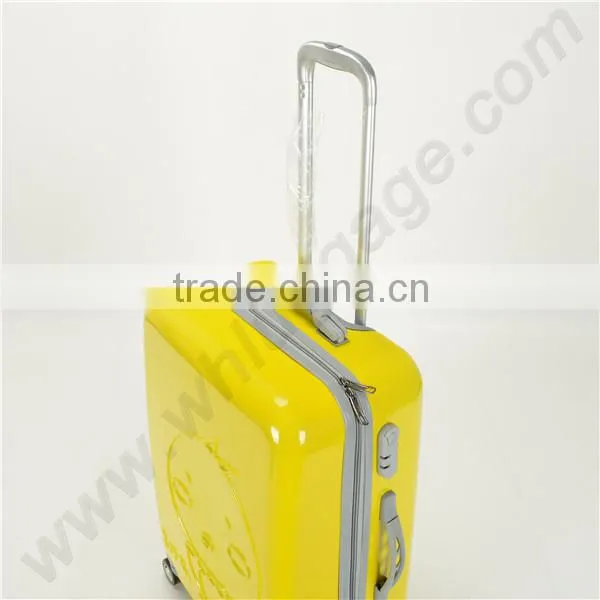ABS+PC material bright yellow trip luggage, PC luggage