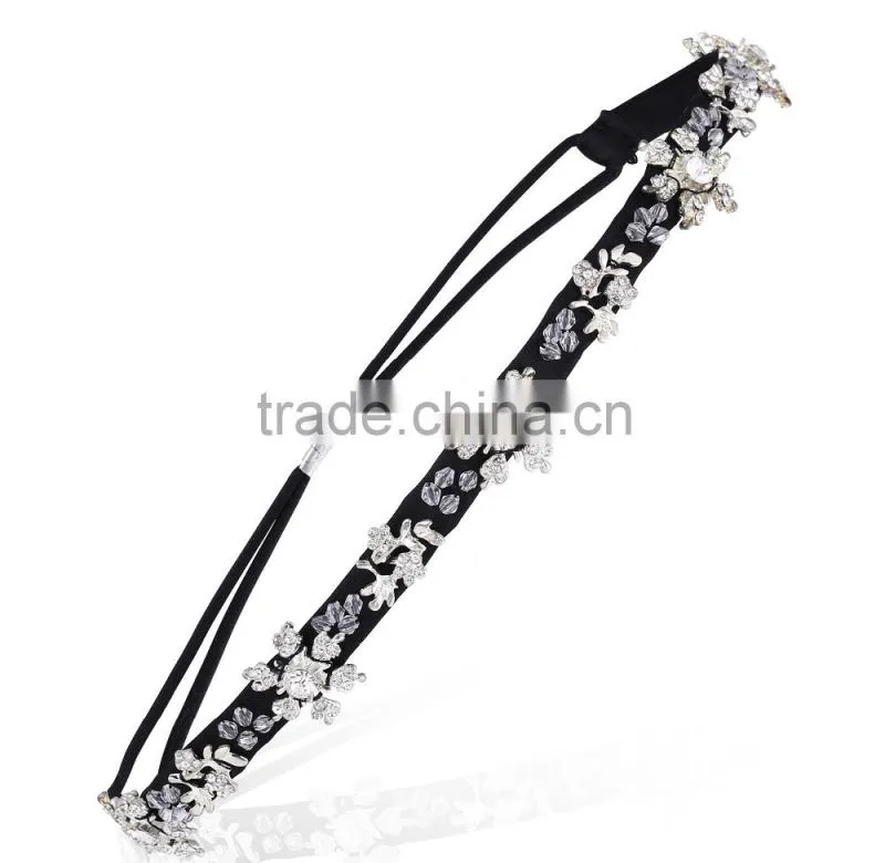 Fashion rhinestone high end quality pretty fashion Embellished Stretch headband hairband