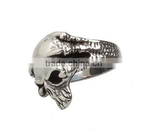 Stainless Steel Titanium Silver Men's Skull Men Cool Biker Punk Ring Retro