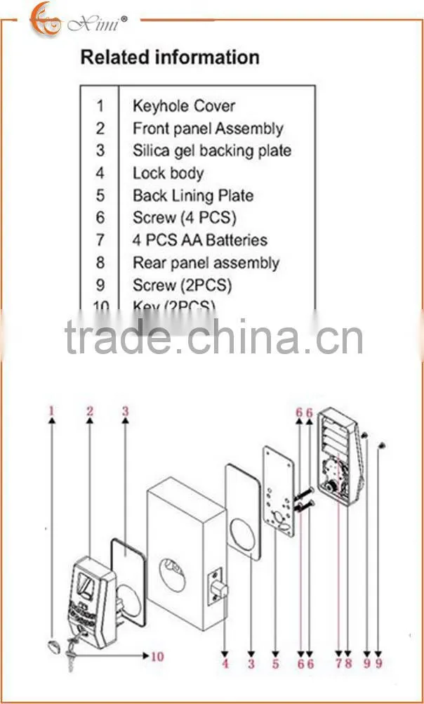 Cheap biometric fingerprint door lock without handle keypad fingerprint access control system