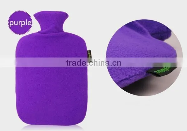 BS standard PVC hot water bottle cross-hatched with polar fleece cover 750ml