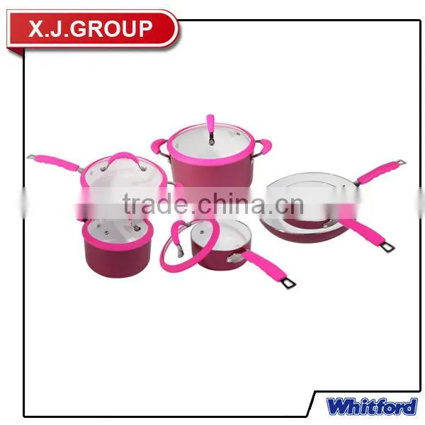 XJ-12618 eluminum advanced ceramic scratch resistant eco friendly 10pcs cookware set