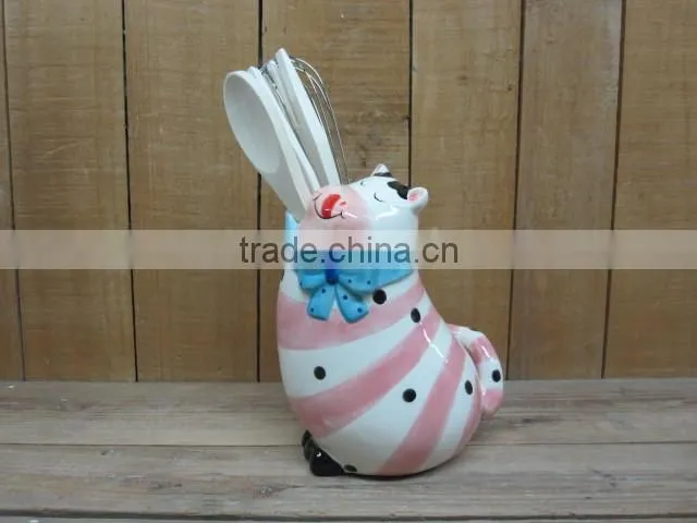 hot sale ceramic cute cow untensil tool holder forks spoon holder