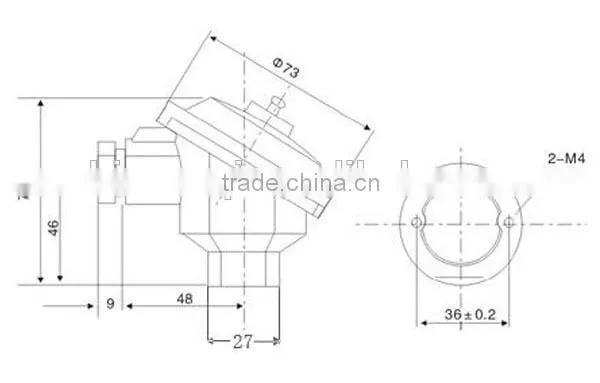 PT100 Aluminium Water- proof RTD Head or K/T/N/E/R/S/B Type Thermocouple Head