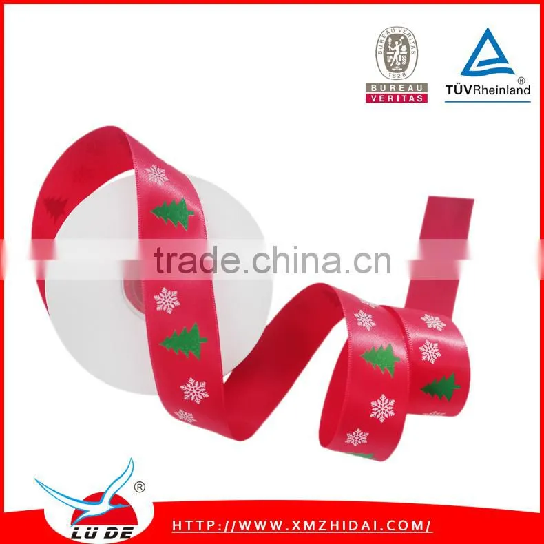 2016 Custom factory printed satin ribbon for christmas decoration