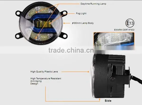 Emark professional standrad 90mm LED fog light with DRLs