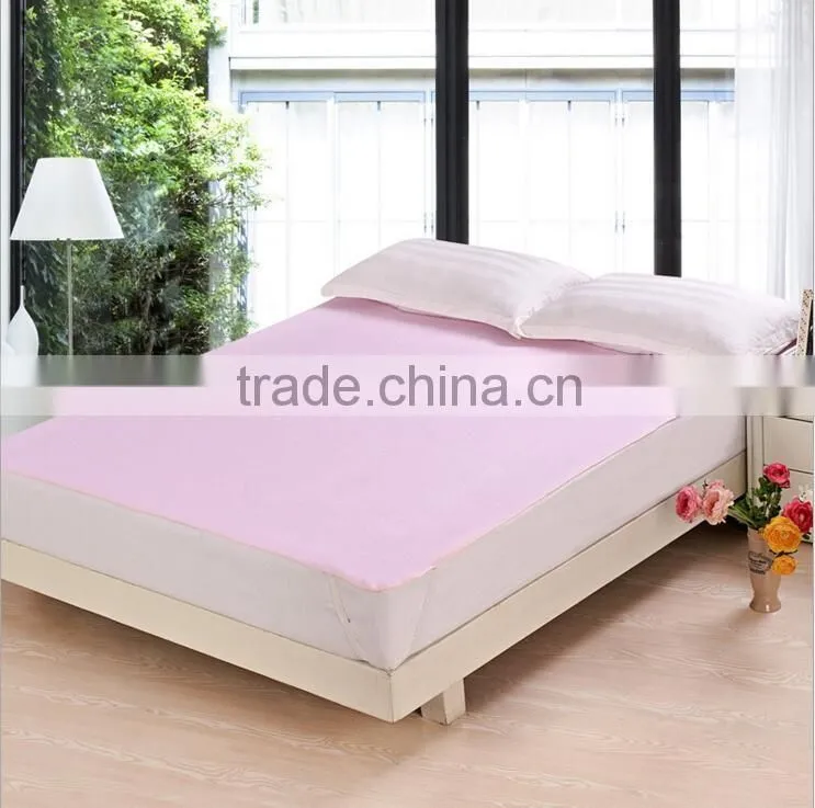 Luxury Pink Wholesale Cotton Terry TPU Knitted Flat Bed Sheet
