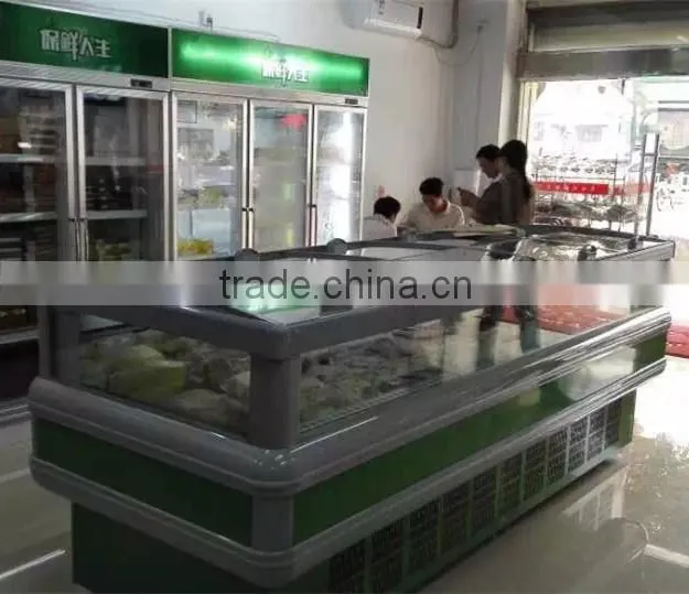 Double side commercial island display freezer for supermarket