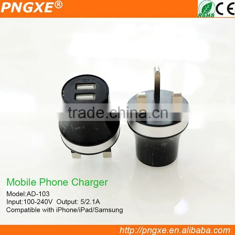PNGXE White Shell Dual USB Ports UK wall charger for android tablets AD-103