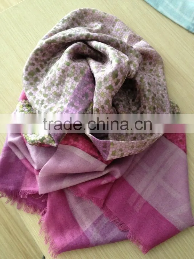 cashmere and modal digital printed square scarf