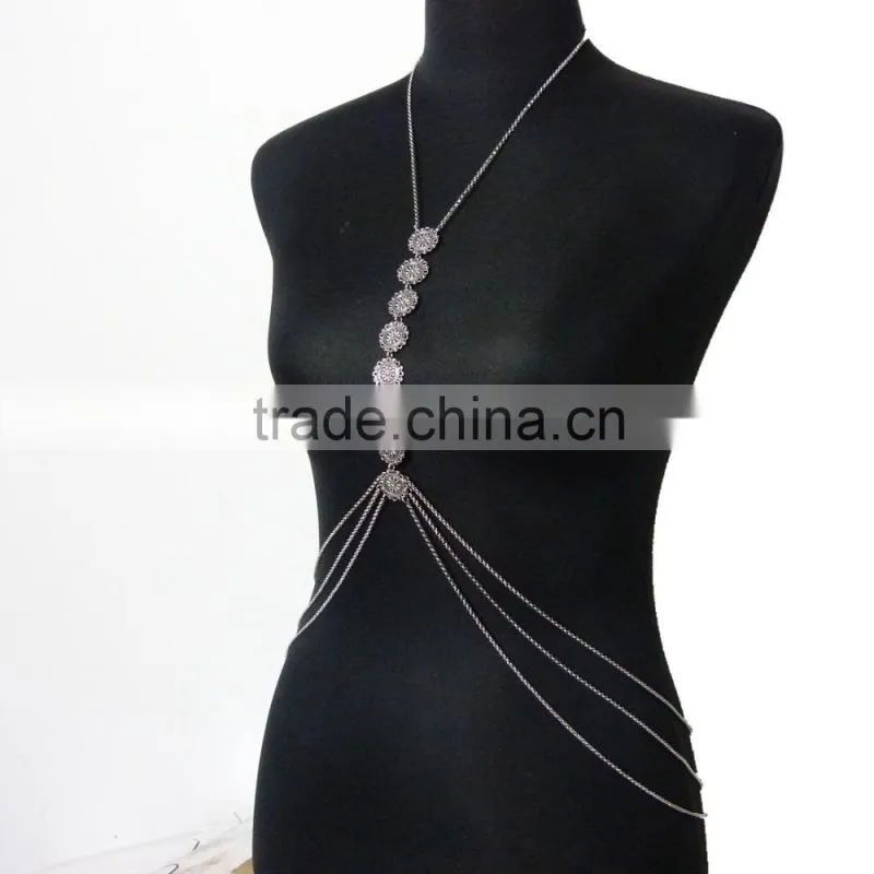Fashion engraving flower sexy waist chain