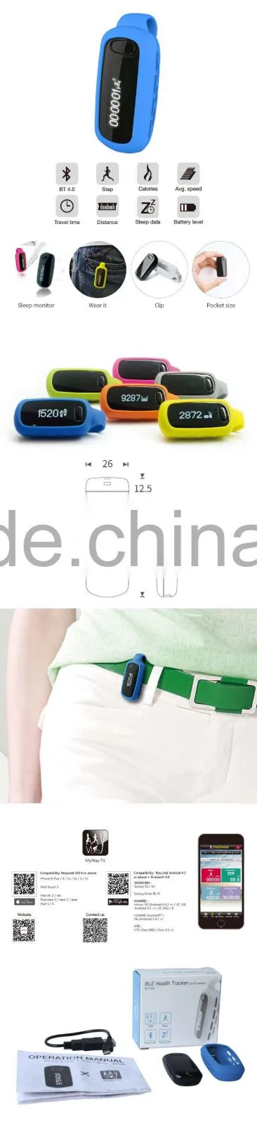 Pedometer Bluetooth 4.0 Fitness Tracker Activity Tracker Sleep Tracker with OLED Display Wearable Devices Wearable Technology