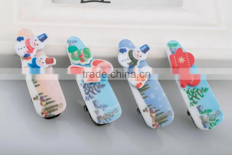 Christmas hair clip with snowman and glove ornament funny kids alligator hair clip