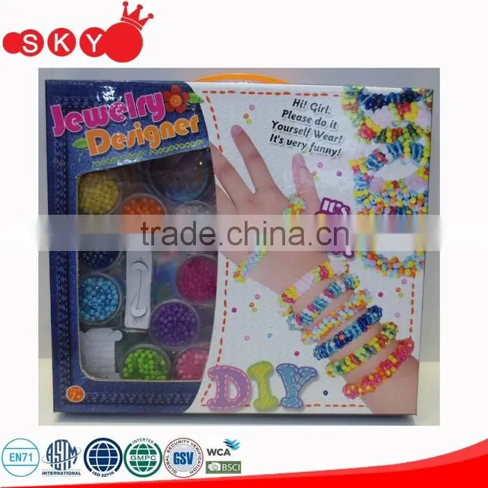 2016 Beautiful kids plastic diy jewelry bead set jewelry toy make up toy diy toy
