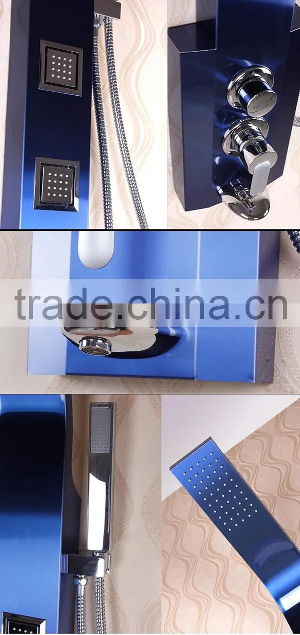 shuikou faucet factory square shower panel, bathroom massage shower panel, themostatic brass/stainless steel shower set
