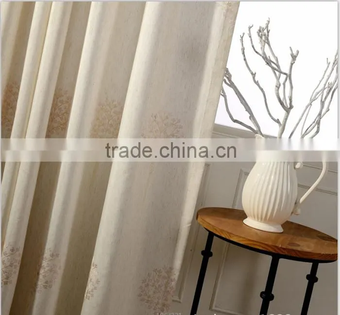 French pleated Embroidery woven curtain fabric for house readymade drape