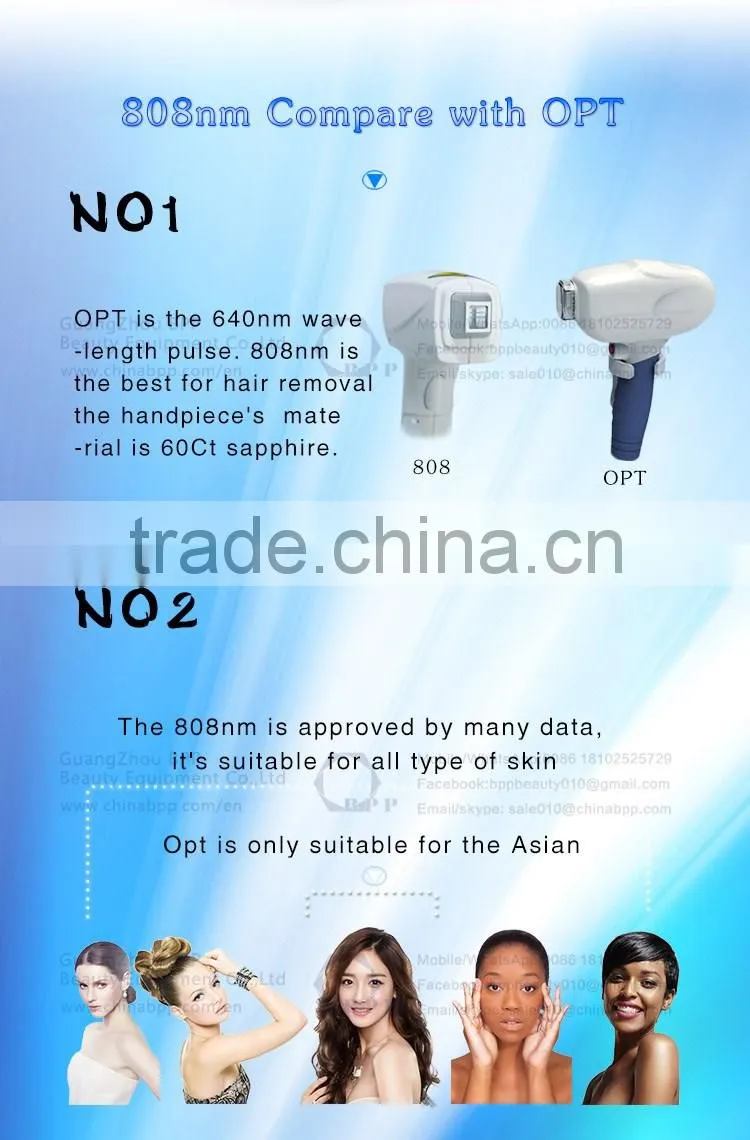 Cold ice! top quality 808 diode laser beauty equipment for hair removal