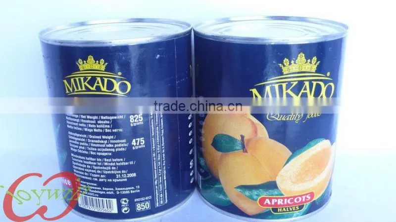 Canned fresh apricots in syrup manufacturer