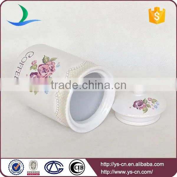 2015 flower decal ceramic food canister jars wholesale