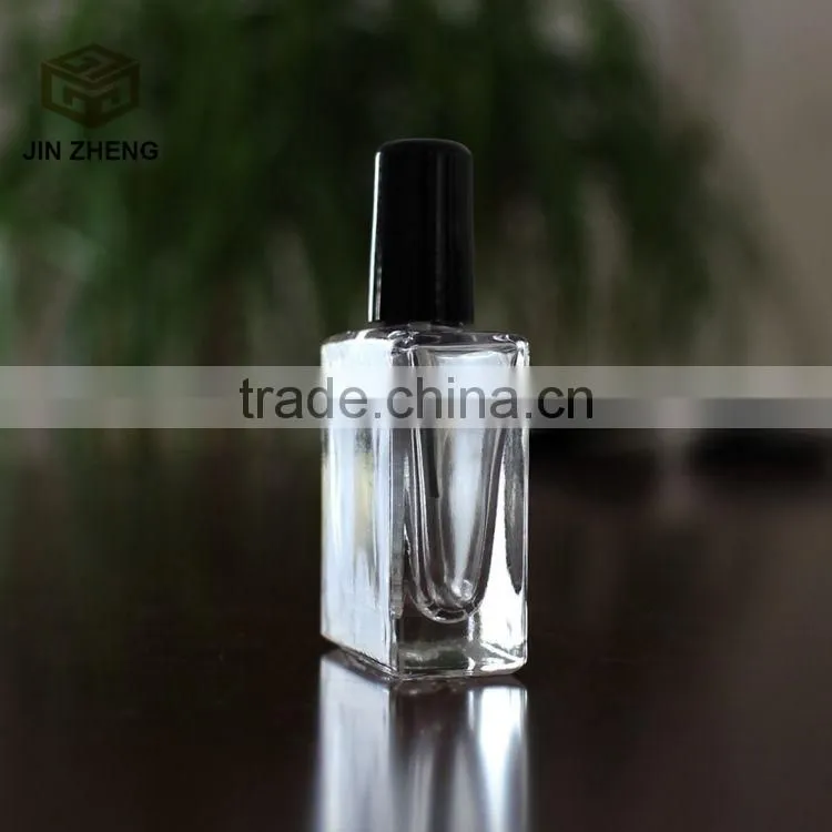 2015 Hot Selling Square Shape 15ml Nail Polish Glass Bottle With Brush Cap