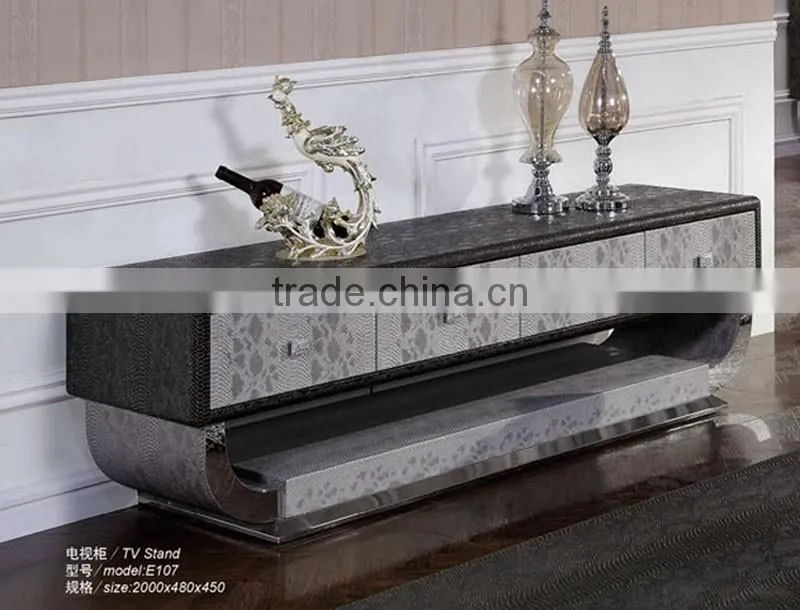 luxury high quality stainless steel frame TV stand/cabinet design E107